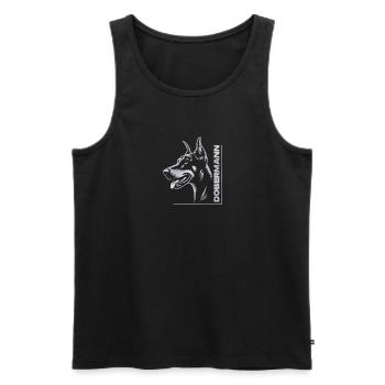 Doberman Pinscher, Dog Head, Silver Drawing - Men's Premium Organic Tank Top - black - Front - Michal (187cm)