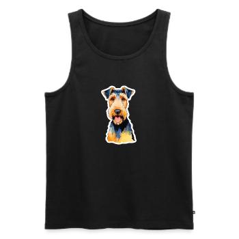 Airedale Terrier Aquarelle - Débardeur bio Premium Homme - noir - Devant - Michal (187cm)