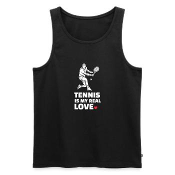 J’adore le tennis - Débardeur bio Premium Homme - noir - Devant - Michal (187cm)