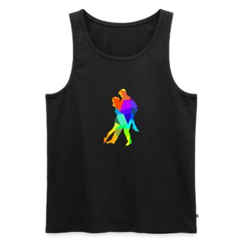 Tango Danse Danse Couple Arc-en-ciel Couleurs Polygone - Débardeur bio Premium Homme - noir - Devant - Michal (187cm)