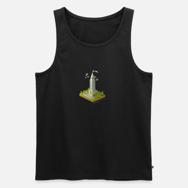 Geometrisches Low-Poly-Empire-Gebäude - Männer Premium Bio Tank Top - Schwarz