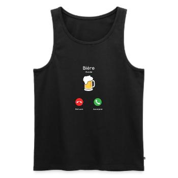appel de la bière - Débardeur bio Premium Homme - noir - Devant - AI Model Male 178 light (178cm)