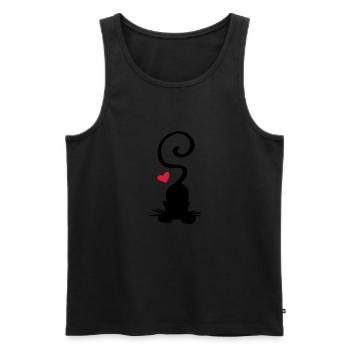 Cat red heart / cat - heart - yoga - Men's Premium Organic Tank Top - black - Front - AI Model Male 178 light (178cm)