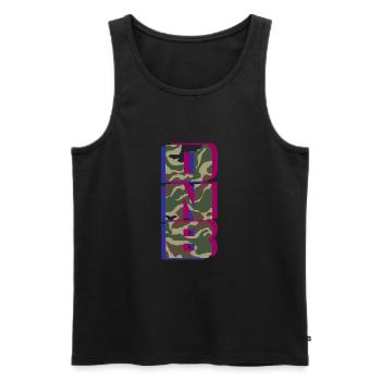DNB Camo Vert Original Junglist Drum n Bass - Männer Premium Bio Tank Top - Schwarz - Vorne - AI Model Male 178 light (178cm)