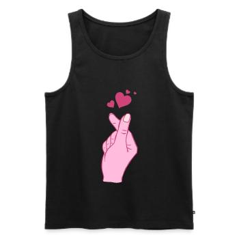 Finger Heart Korean Pop Music Symbole de la main - Débardeur bio Premium Homme - noir - Devant - AI Model Male 178 light (178cm)