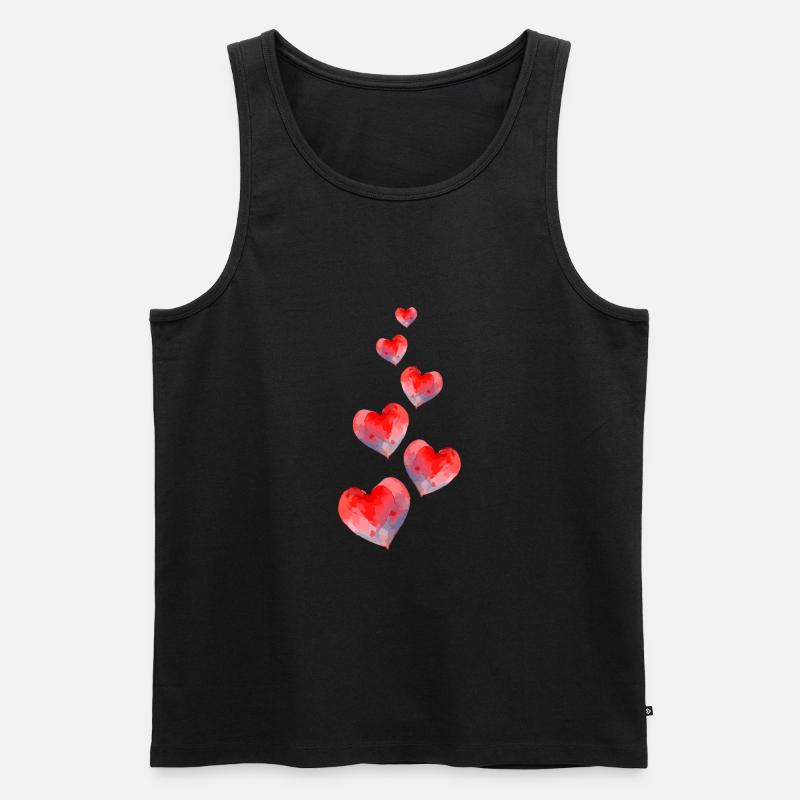 Herzen Rot Liebe - Männer Premium Bio Tank Top - Schwarz