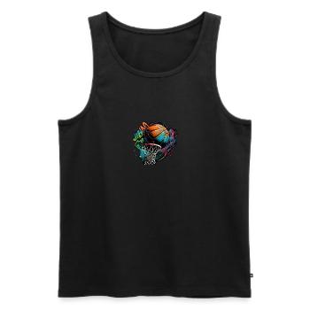 Graffiti de basket-ball coloré - Débardeur bio Premium Homme - noir - Devant - AI Model Male 178 light (178cm)