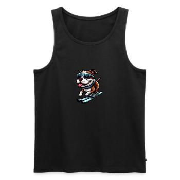 Pitbull Chien Ski Sports d’hiver Vacances - Débardeur bio Premium Homme - noir - Devant - Michal (187cm)
