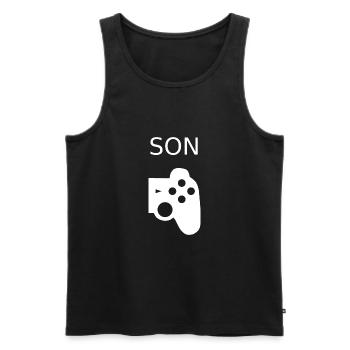 Gamer père fils contrôleur de jeu - Débardeur bio Premium Homme - noir - Devant - Michal (187cm)