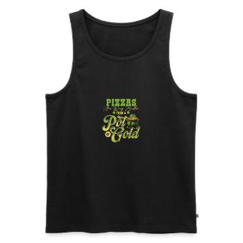 Les pizzas valent mieux qu’un pot de St Patrick en or - Débardeur bio Premium Homme - noir - Devant - AI Model Male 178 light (178cm)