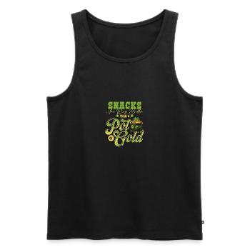 Les collations valent mieux qu’un pot de St Patrick en or - Débardeur bio Premium Homme - noir - Devant - AI Model Male 178 light (178cm)