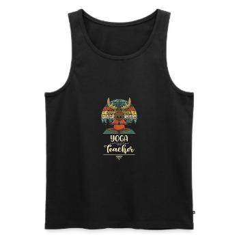 Professeur de Yoga Cadeau Namaste Méditation Vintage - Débardeur bio Premium Homme - noir - Devant - AI Model Male 178 light (178cm)