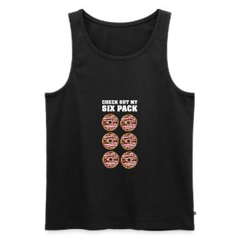 Funny Workout | Check Out My Six Pack | Donuts - Männer Premium Bio Tank Top - Schwarz - Vorne - Michal (187cm)