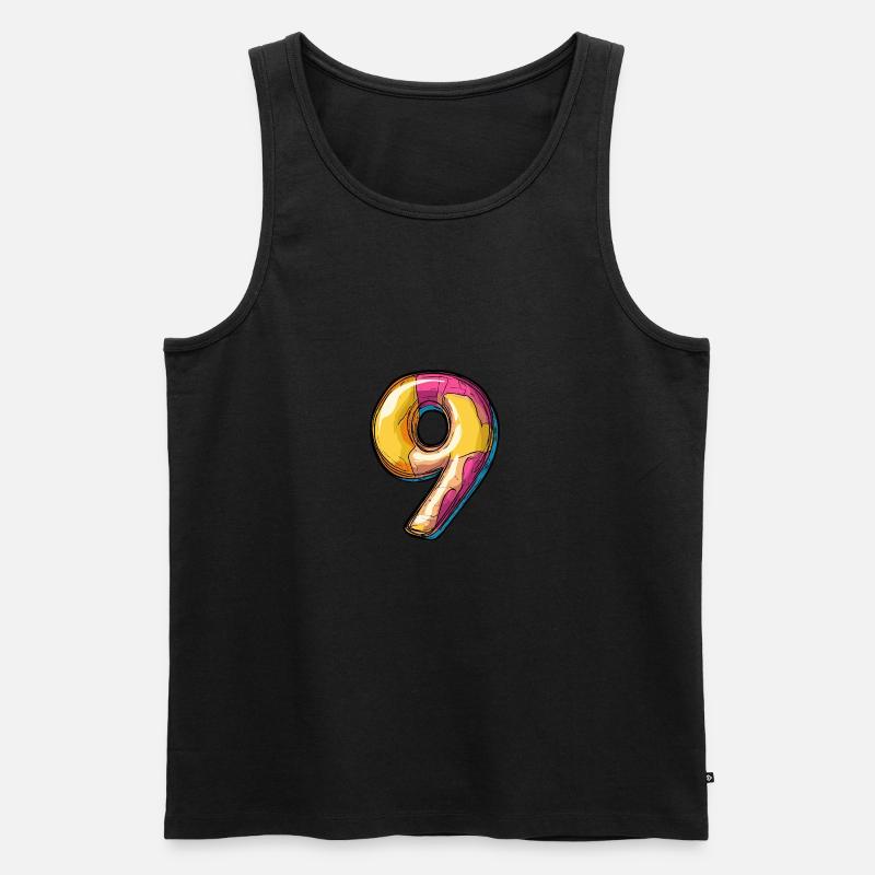 9 Zahl Comic - Männer Premium Bio Tank Top - Schwarz