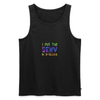 Funny Dyslexia Dyslexia Saying Gift - Men's Premium Organic Tank Top - black - Front - AI Model Male 178 light (178cm)