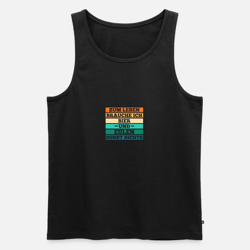 Bier Eulen - Männer Premium Bio Tank Top - Schwarz
