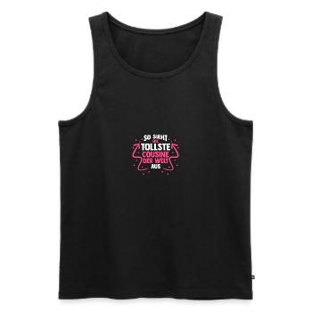 Cousinen Cousine - Männer Premium Bio Tank Top - Schwarz - Vorne - AI Model Male 178 light (178cm)