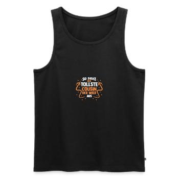 Cousins Cousin - Männer Premium Bio Tank Top - Schwarz - Vorne - AI Model Male 178 light (178cm)