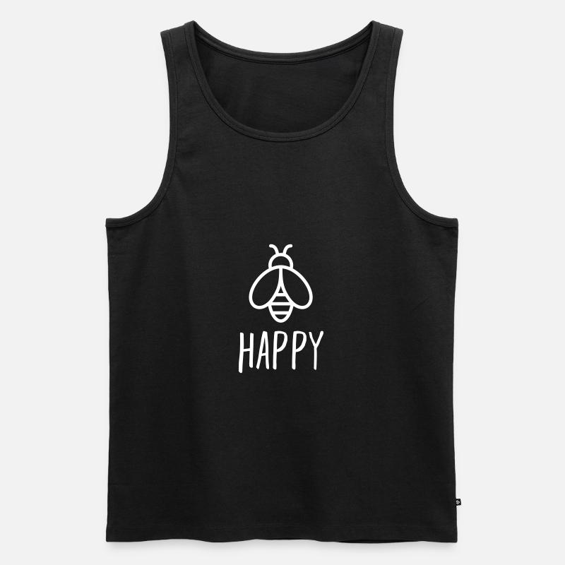Bee Happy - Männer Premium Bio Tank Top - Schwarz