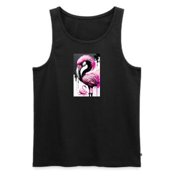 Flamant rose élégant - Beauté tropicale - Débardeur bio Premium Homme - noir - Devant - AI Model Male 178 light (178cm)