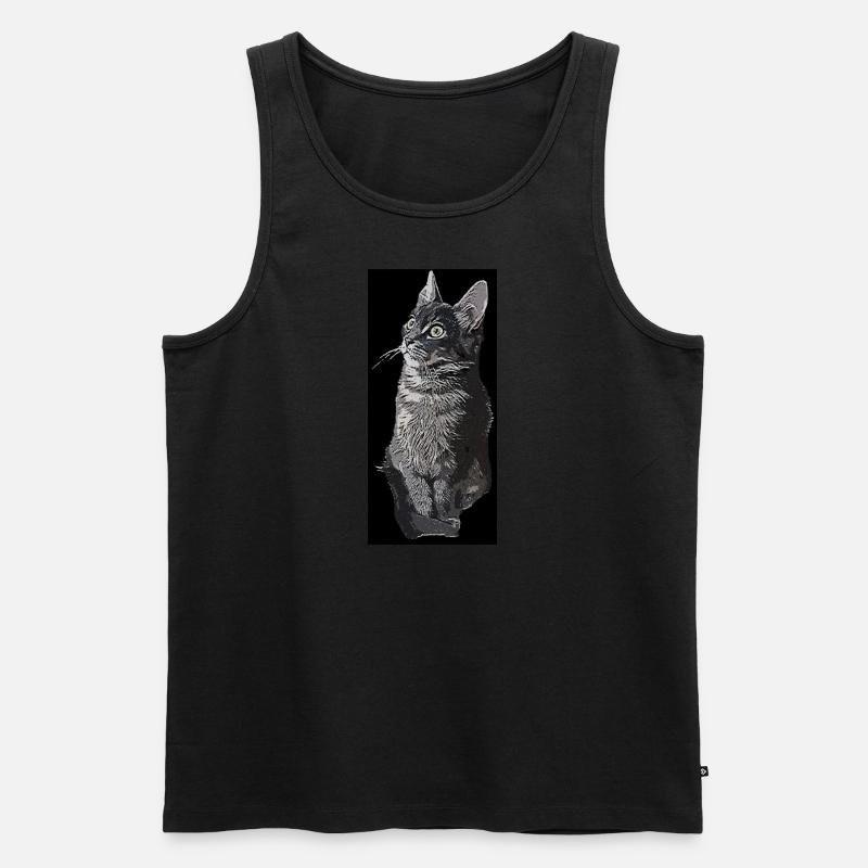 Cute Cat grey - Männer Premium Bio Tank Top - Schwarz