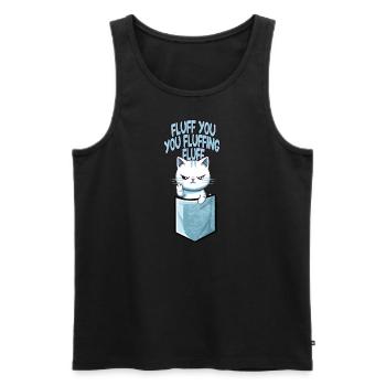 Chat grossier mignon dans une poche - Middelfinger Fluff you - Débardeur bio Premium Homme - noir - Devant - Michal (187cm)
