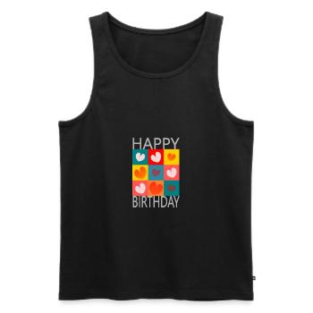 Birthday. HAPPY BIRTHDAY. Happy birthday. - Men's Premium Organic Tank Top - black - Front - Michal (187cm)