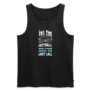 Ski the first tracks, après the... - Men's Premium Organic Tank Top - black - Front - AI Model Male 178 light (178cm)