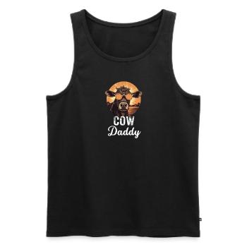 Kuh Papa Bauer Tier Vatertag Geschenk Retro Kuh - Männer Premium Bio Tank Top - Schwarz - Vorne - Michal (187cm)
