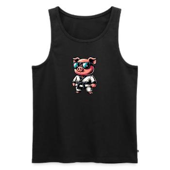 Karate Pig With Sunglasses - Men's Premium Organic Tank Top - black - Front - Michal (187cm)
