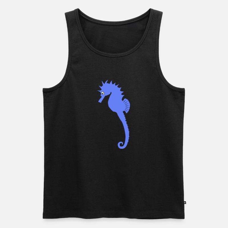 Verspieltes blaues Seepferdchen-Kunstdruck - Männer Premium Bio Tank Top - Schwarz