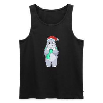 Nilpferd Weihnachten Winter - Männer Premium Bio Tank Top - Schwarz - Vorne - Michal (187cm)