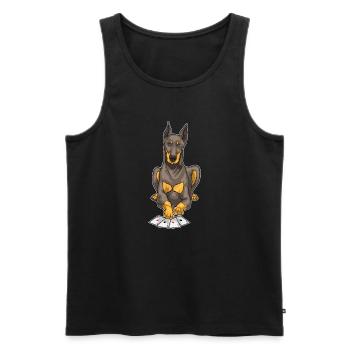 Dobermann Poker Pokerkarten - Männer Premium Bio Tank Top - Schwarz - Vorne - Michal (187cm)