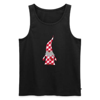 Décoration de Noël à carreaux Gnome en Plaid Plaid Décoration de Noël - Débardeur bio Premium Homme - noir - Devant - AI Model Male 178 light (178cm)