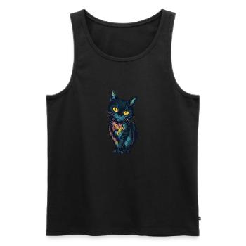 Kleine schwarze Katze - Männer Premium Bio Tank Top - Schwarz - Vorne - AI Model Male 178 light (178cm)