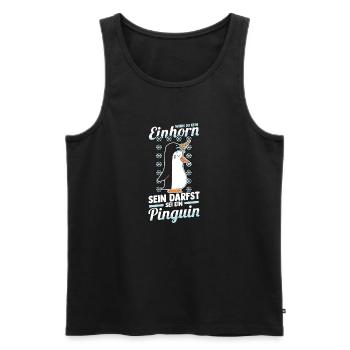 Einhorn Pinguin - Männer Premium Bio Tank Top - Schwarz - Vorne - Michal (187cm)