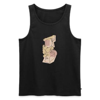 Couple amoureux linéaire une ligne Vintage - Débardeur bio Premium Homme - noir - Devant - Michal (187cm)