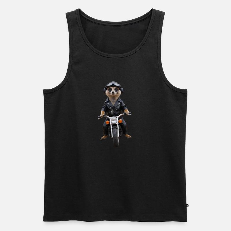 Biker Erdmännchen - Männer Premium Bio Tank Top - Schwarz