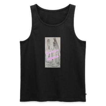 Humour, bouteille alcool vide, idée cadeau - Débardeur bio Premium Homme - noir - Devant - Michal (187cm)