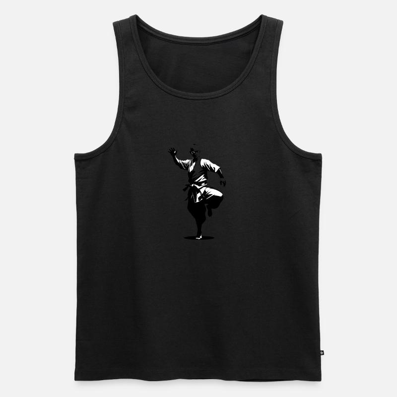 Shaolin Mönch - Kampfsport Sticker - Männer Premium Bio Tank Top - Schwarz