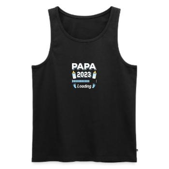 Papa Loading 2023 Père Pères Fête des Pères - Débardeur bio Premium Homme - noir - Devant - AI Model Male 178 light (178cm)