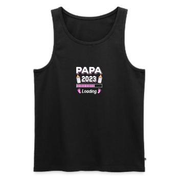 Papa Loading 2023 Père Fête des Pères - Débardeur bio Premium Homme - noir - Devant - AI Model Male 178 light (178cm)