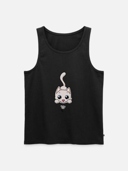 Süße Comic Katze - Männer Premium Bio Tank Top - Schwarz