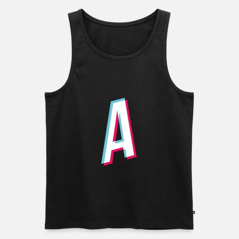 A - Buchstabe A - Männer Premium Bio Tank Top - Schwarz