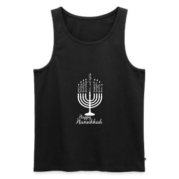 Happy Hanukkah Jewish gift saying - Men's Premium Organic Tank Top - black - Front - AI Model Male 178 light (178cm)