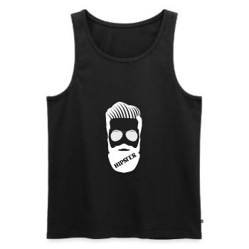 Hipster illustration with beard and sunglasses - Men's Premium Organic Tank Top - black - Front - Michal (187cm)