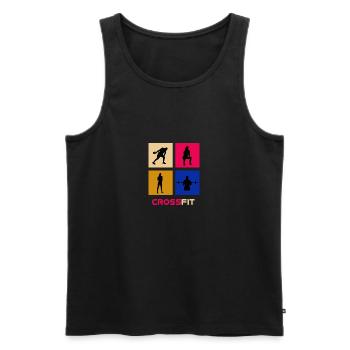 T shirt cross - Débardeur bio Premium Homme - noir - Devant - Michal (187cm)