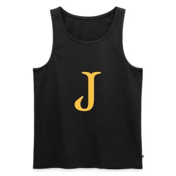 J - Men's Premium Organic Tank Top - black - Front - AI Model Male 178 light (178cm)