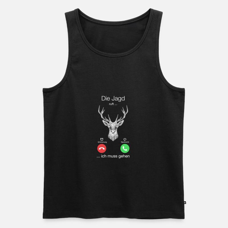 Geschenk Anruf Jagd Hirsch ruft - Männer Premium Bio Tank Top - Schwarz