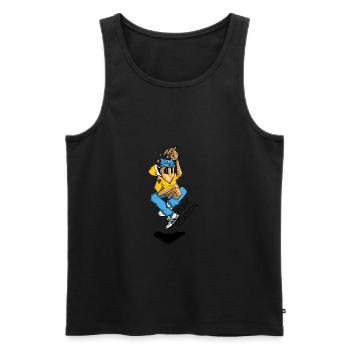 Chiller with pencil and cap - Men's Premium Organic Tank Top - black - Front - AI Model Male 178 light (178cm)